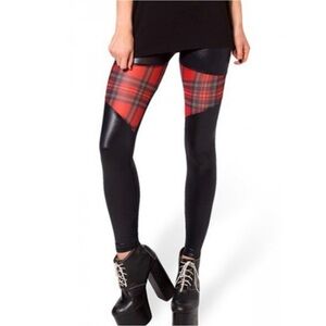 BlackMilk Spartans sheer tartan red leggings - size Large
